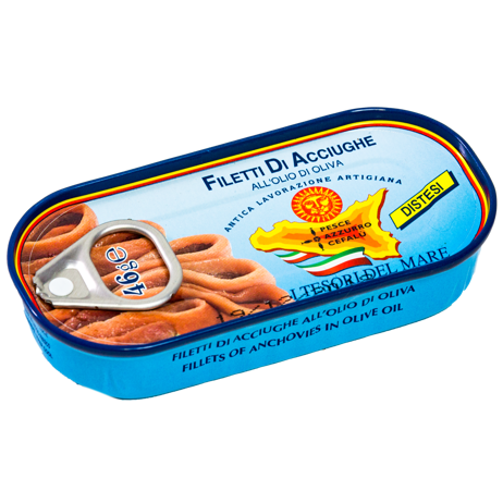 Anchovy fillets in olive oil - Lattine 46gr Pesce Azzurro