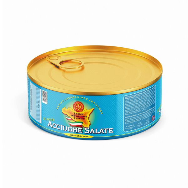 Salted anchovies s/t in plastic can Pesce Azzurro